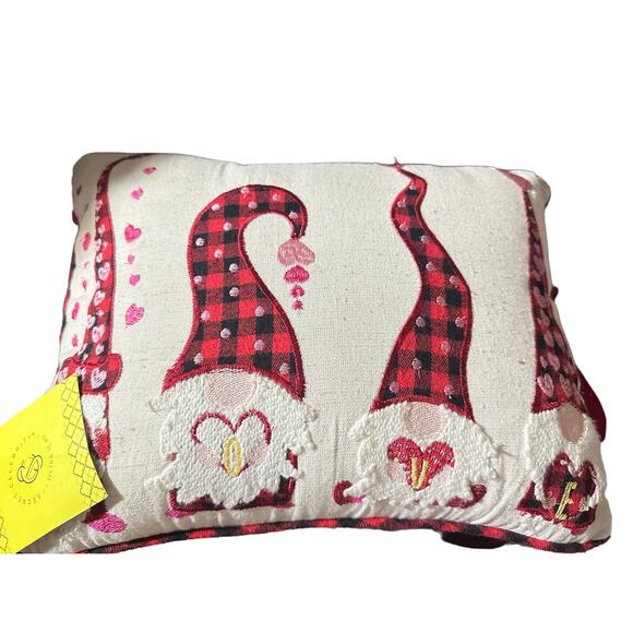 Secret Celebrity Gnome Zipper insert heart Love Pillow Tags 16 x 11 handstitched - Picture 1 of 10